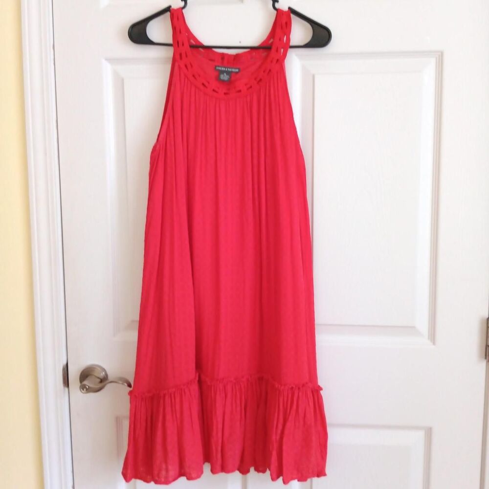 ​Chelsea & Theodore Red Swiss Dot Mini Dress XL